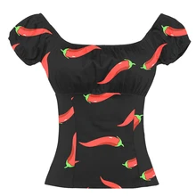 Летние женские блузки Blusa Feminina, сексуальная короткая блузка с открытыми плечами и принтом Чили, Blusas Mujer De Moda, новинка года
