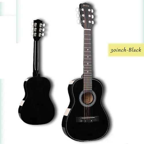 30 дюймов народная гитара Акустическая гитара ra 6 струн высокое качество липа для детей начинающих дать медиаторы подарок AGT05 - Цвет: black