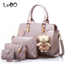 LUCDO, новинка, 4 шт., женские сумки, наборы, мода, женские композитные сумки, сумка через плечо, кошелек из искусственной кожи, дневной клатч