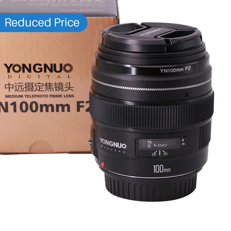 

Ulanzi Yongnuo YN100mm F2 Medium Telephoto Prime Lens Lens 100mm Fixed Focal lens for Canon EOS Rebel Camera AF MF Mode 600D 60D
