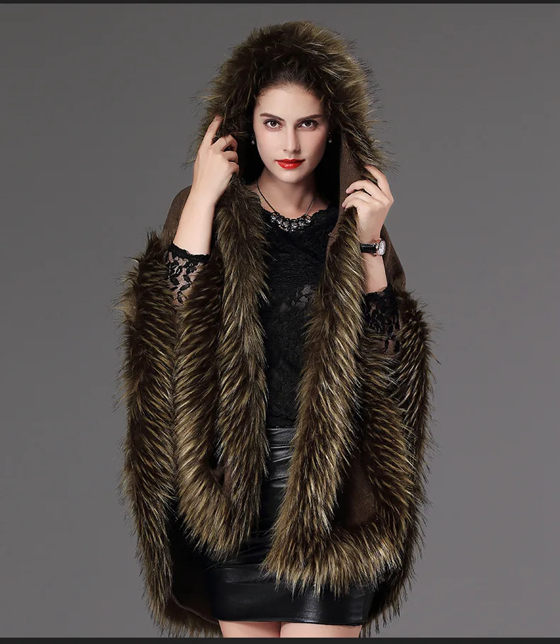 waterproof puffer coat 2019 Autumn Winter Wool Coats Women Faux Fur Hooded Cloak Luxury Designer Thick Feminine Outerwear Jackets Lady Party Clothing goose down coat