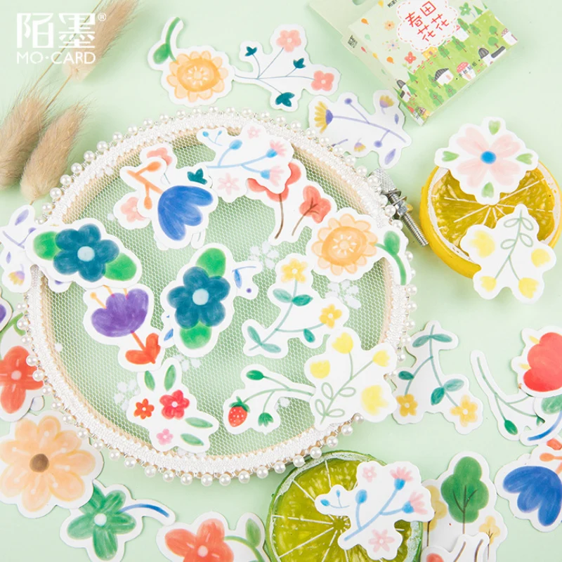 

46 pcs/box Spring flowers Grass paper sticker package DIY diary decoration sticker album scrapbooking