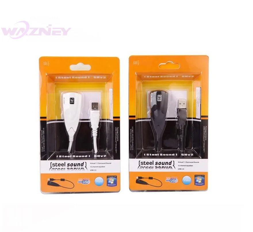 100pc 시베리아 항자성 외부 USB 사운드 카드 7.1 어댑터 5HV2 3D 오디오 헤드셋 마이크 3.5mm 노트북 PC 전문
