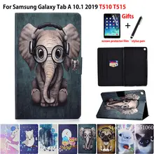 Capa para samsung galaxy tab a 10.1 2019 t510 t515 SM-T510 capa funda moda animal silicone couro do plutônio suporte pele + filme stylus(China)