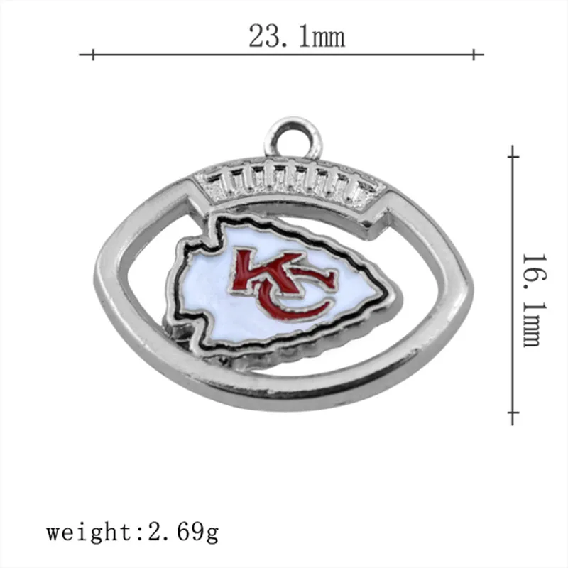 

Fashion Football Sport Enamel Kansas City Dangle Charms Pendant For DIY Bracelet & Necklace & Earrings & Keychain Jewelry Making