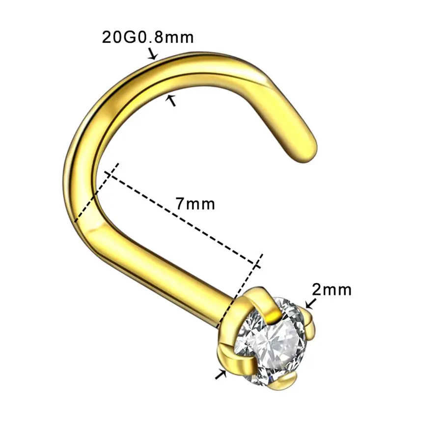 1 шт 20 г стальные зубцы CZ нос винт кольца Nariz серьги ноздри пирсинг опал твист изогнутый бар драгоценный камень Носовая кость кольца шпильки ювелирные изделия - Окраска металла: Style16