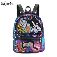 Rdywbu Glitter Sequins Dog Patched Backpack Women Fashion PU Leather Travel Bag Large Capacity School Rdywbu Glitter Sequins Dog Patched Backpack Women Fashion PU Leather Travel Bag Large Capacity School
