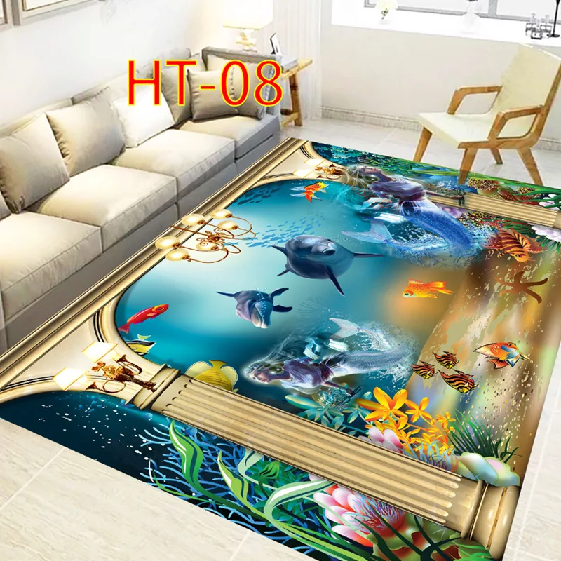 Blue Sea ocean Mediterranean Style 3D Carpets for Living Room Bedroom Area Rugs Coffee Table Sofa Bed Floor Mat Hallway Carpet