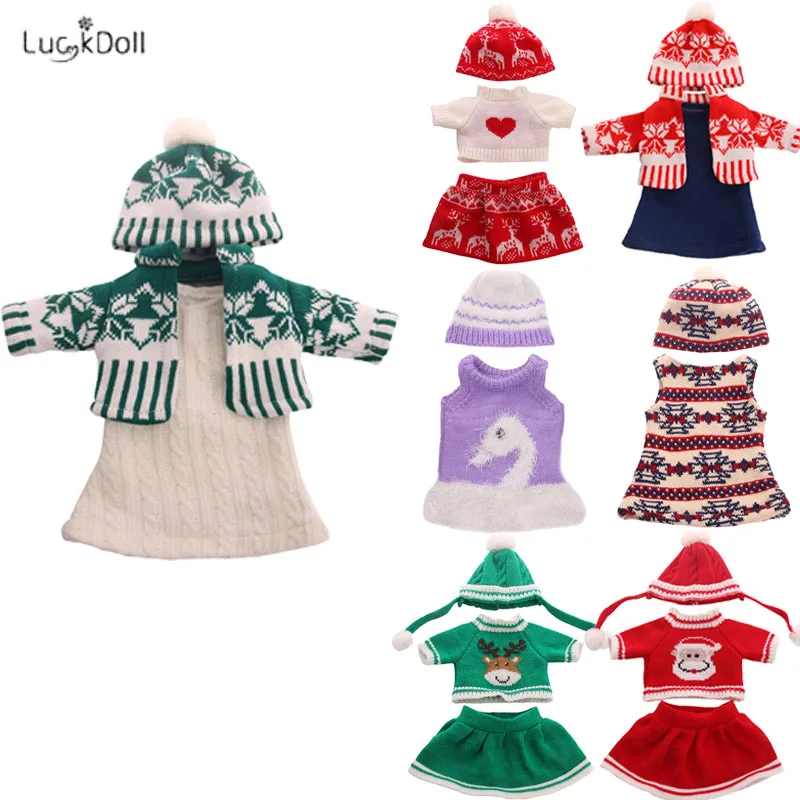 Luckdoll 7 стилей Одежда для кукол зимний костюм 3 предмета = юбка + пальто шапка