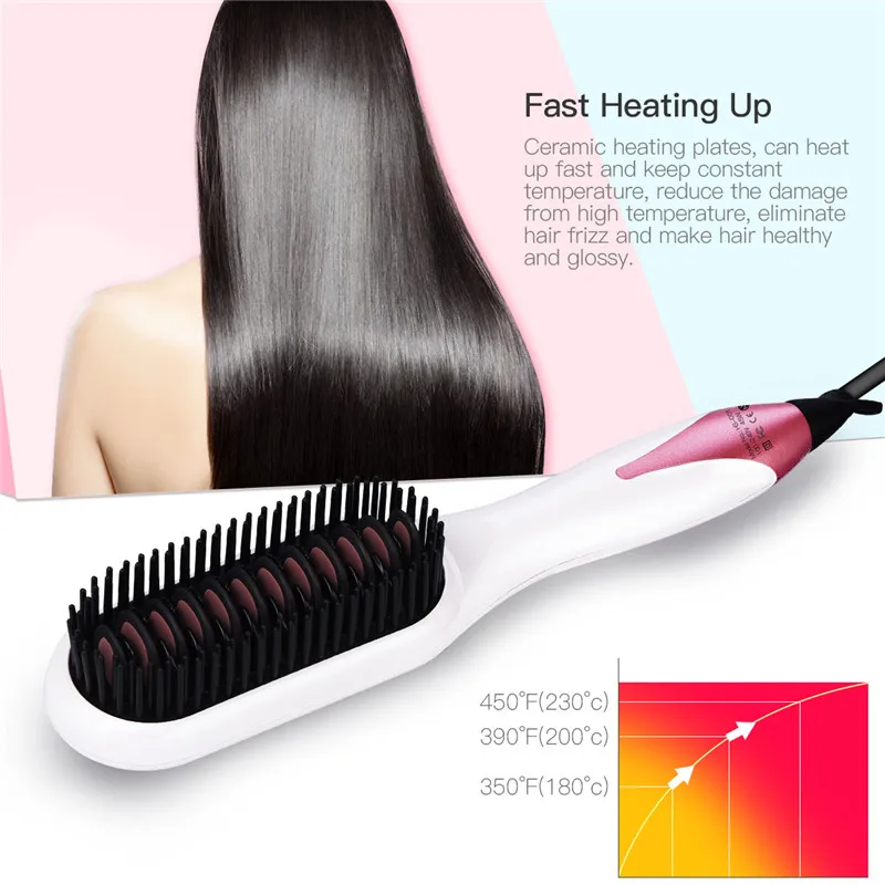 

Hair Brush Fast Hair Straightener Comb Hair Electric Brush Comb Irons LED Display Digital Auto Straight Hair Comb Flat Iron