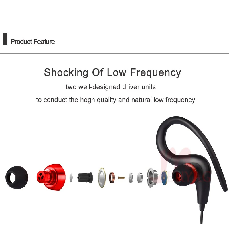 Wired Earphones 3.5mm Ear Hook Stereo Sport Running Headset Earbuds Bass With Mic For iPhone Samsung IOS Android wired earphones