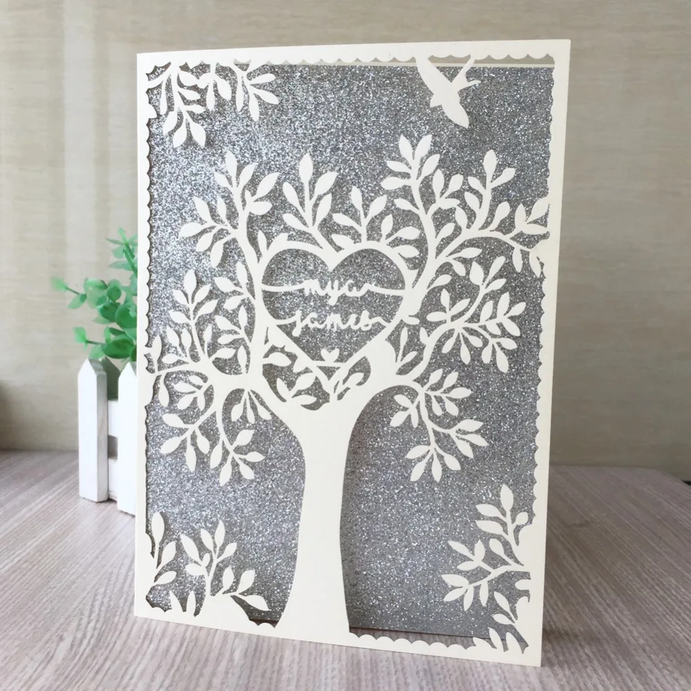 

30pcs/lot Exquisite Laser Cut Tree Pattern Wedding Party Card Invitation Event Party Supplies Greeting Blessing Card