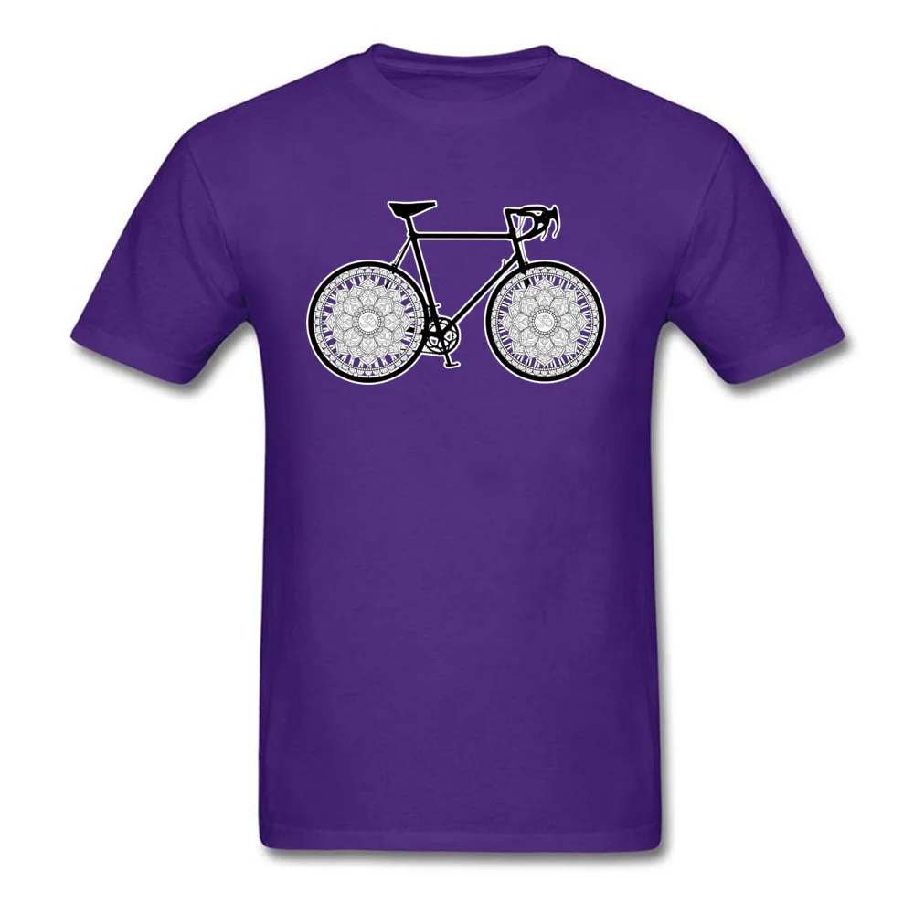 Hip hop Mandala Bicycle Men Top T-shirts 2018 Hot Sale Summer Fall Short Sleeve Tops T Shirt Round Neck Pure Cotton T-Shirt Mandala Bicycle purple