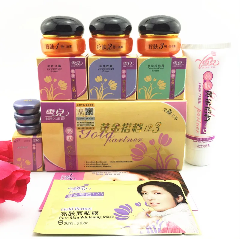 

Original JinFUrong Xueer Cure Skin day cream night cream Pearl cream and facial Cleanser Gold Partner 123 cream set