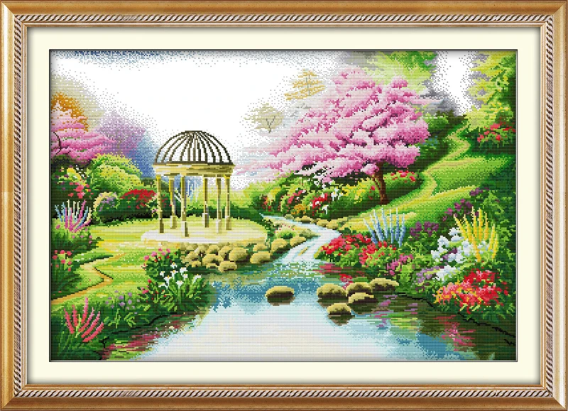 

Romantic gardencounted printed on fabric DMC 14CT 11CT Cross Stitch kitsembroidery needlework SetsCrafts Home Decor
