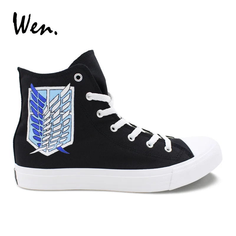 Wen Custom Hand Painted Shoes Attack On Titan Scout Legion Military Police Regiment Design Canvas Sneakers Men Women Anime Shoes Wen Custom Hand Painted Shoes Attack On Titan Scout Legion Military Police Regiment Design Canvas Sneakers Men Women Anime Shoes