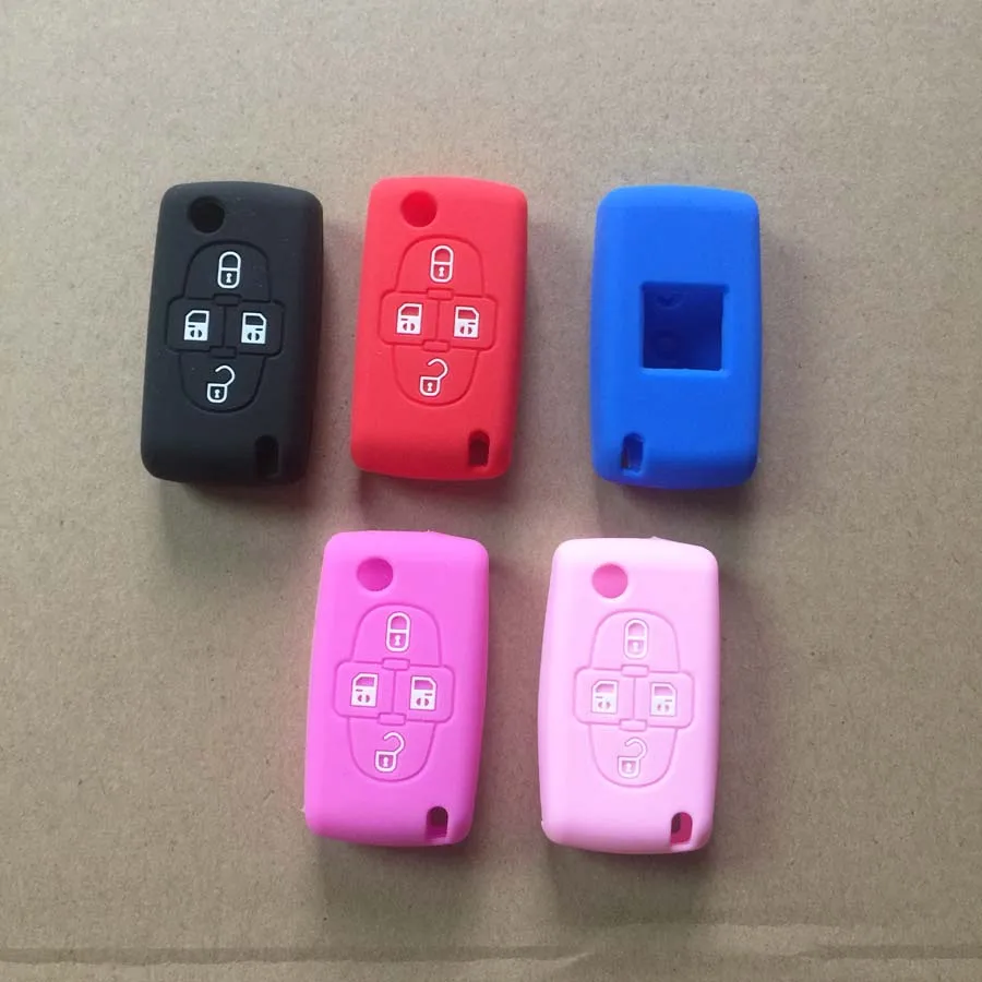 5 units 100 silicone 5 color Accessories 4 Button silicone car Key