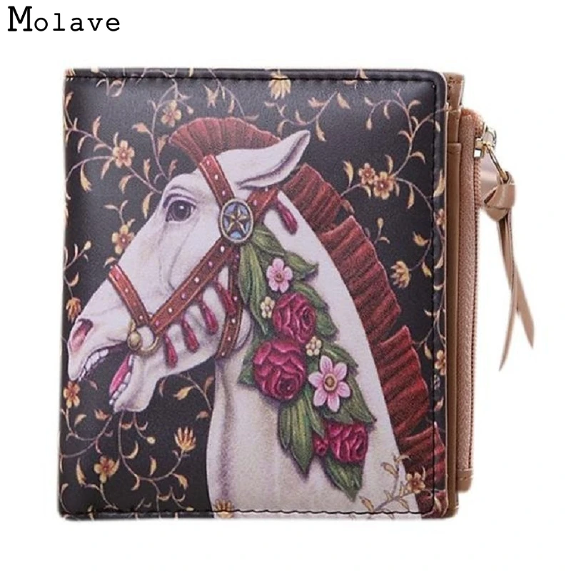 Naivety женский винтажный короткий кошелек из искусственной кожи с цветочным принтом в виде лошади, клатч, сумочка Monedero 11S60927, Прямая поставка