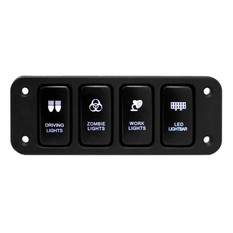 Автомобильный светодиодный кулисный переключатель Панель 12 V с 4 кнопками синий светодиодный на включения/выключения кулисный переключатель Панель w/150 мм кабель для Тойота Hilux FJ CRUISER Hilux VIGO toyota кнопки