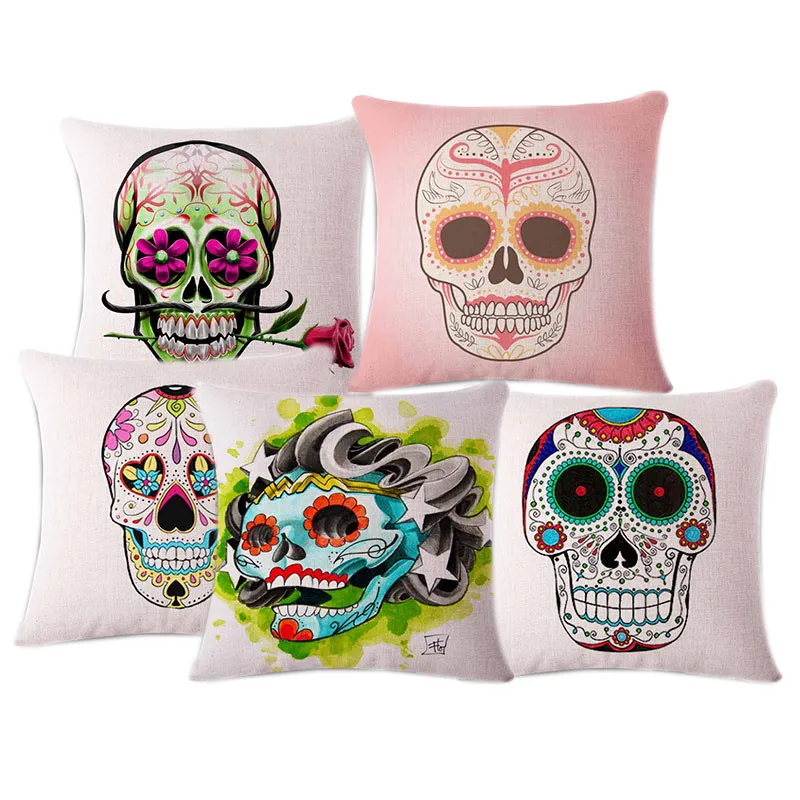 creative mexican skull sofa decorative cushion cover best selling halloween mischief gift office decor pillow case
