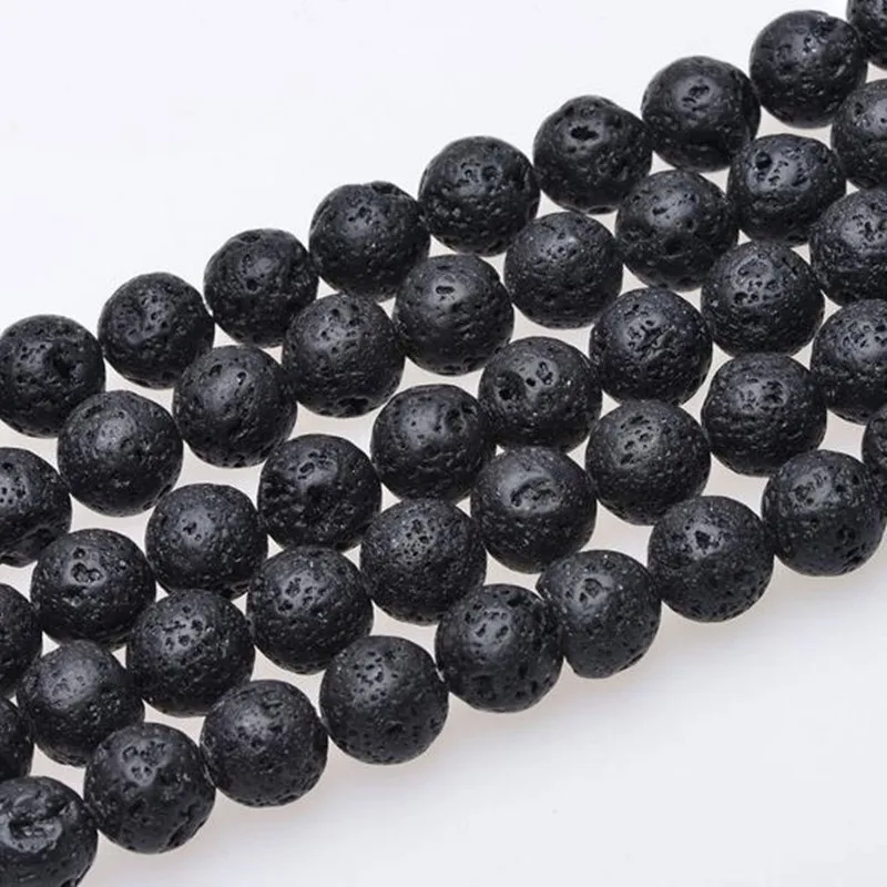 

Nature Lava Stone Beads Round Volcanic-Stone Bracelets 4MM 6MM 8MM 10MM 12MM 14MM Black Color DIY Jewelry Beads Wholesale