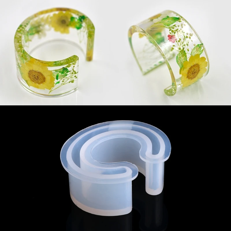 Новые открытые манжеты силиконовые формы ювелирных изделий браслет форма для браслета для смолы цветок DIY