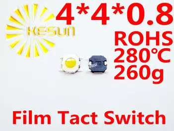 

FREE SHIPPING 100PCS SMD 4X4X0.8MM Film Tactile Tact Push Button Micro Switch Momentary ROHS