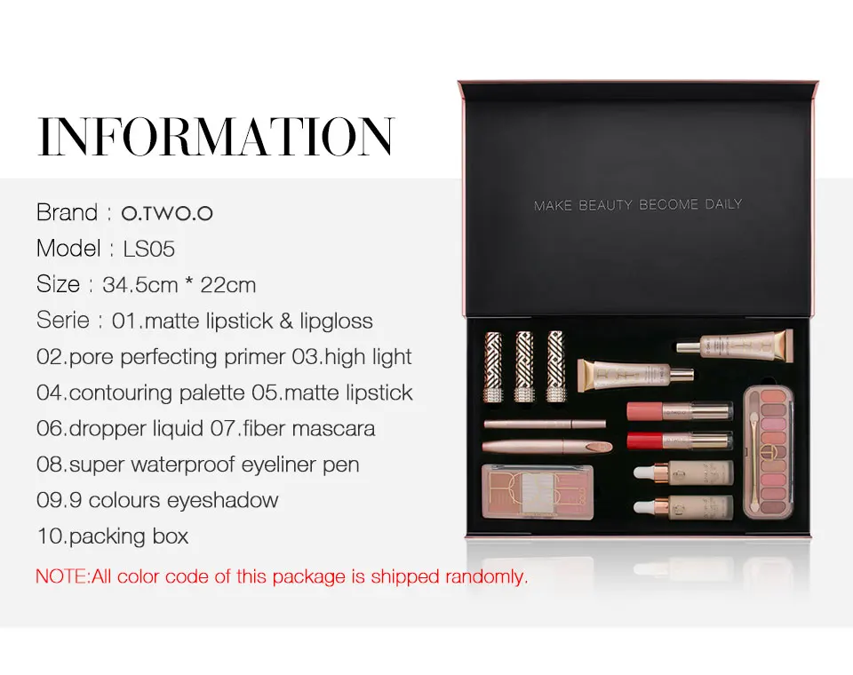 O Two O 13 Piece Set Of Gift Box Full Set Of Makeup Matte Lipstick Two In One Lip Gloss Eyeliner Makeup Set Ls05 Makeup Sets Aliexpress