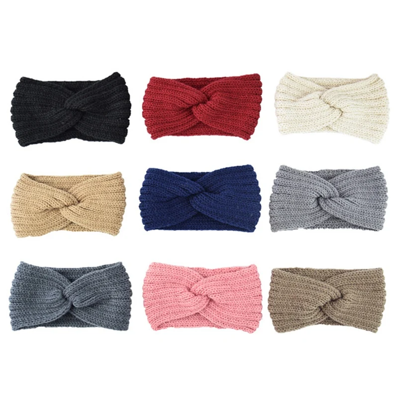 New Knit Cross Wool Hair Band Earmuffs Women Hand woven Headbands Fashion Warm Autumn And Winter