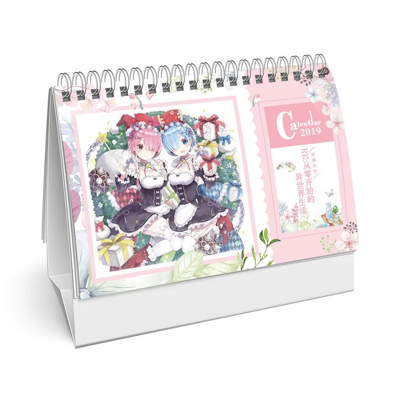 

2019 Anime Re:Life in a different world from zero Desk Calendar DIY Table Calendars Daily Schedule Planner 2019.01~2019.12