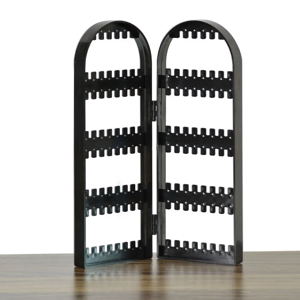 

2/3 Panel 5layers Jewelry Display Screen Folding Earrings Stand Holder Rack Bracelet Plastic Clear Black Organizer Necklace 2019