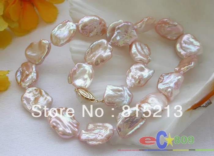 

ddh00286 lustre Nature 16" 19mm BAROQUE pink KESHI REBORN PEARL NECKLACE 14KGP 28% Discount
