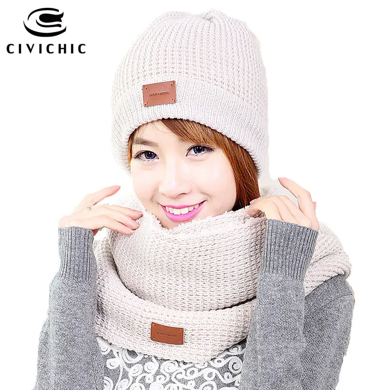 Spiksplinternieuw CIVICHIC Winter Fashion Warm Set Lady Gebreide Muts Sjaal 2 stuk NG-16