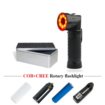 

COB led flashlight Red white light with magnet 90 degree folding xml t6 torch flash light 18650 or AAA lantern hand lamp camping