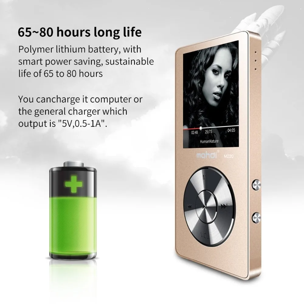 Металлический MP3 плеер Mahdi M220 портативный цифровой аудиоплеер с экраном 1 8 дюйма FM