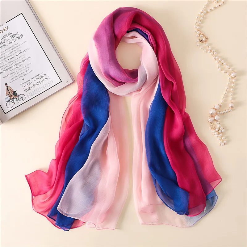 Женский брендовый шарф модные летние шелковые шали и палантины с эффектом омбре женские банданы с градиентом хиджаб пляжные шарфы - Цвет: 23