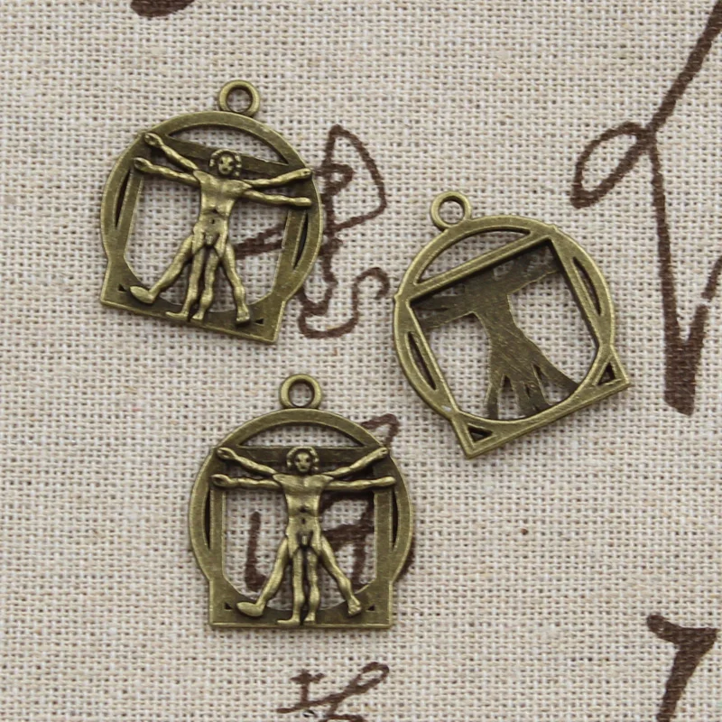 6 шт. подвески Da Vinci человеческая фигура 26x22 мм античный кулон винтажный Тибетский
