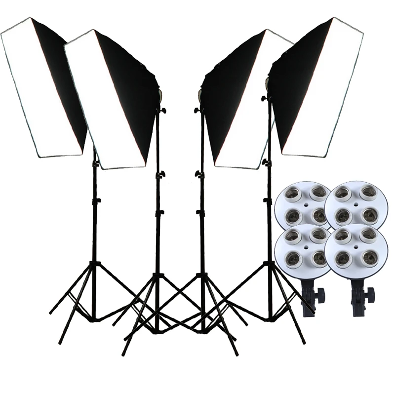online Estúdio de fotografia Suporte Da Lâmpada Softbox 4 em 1 E27 50*70 cm Difusor 2 m Estande Luz contínua fotográfica Iluminação Lâmpadas LED para vídeo