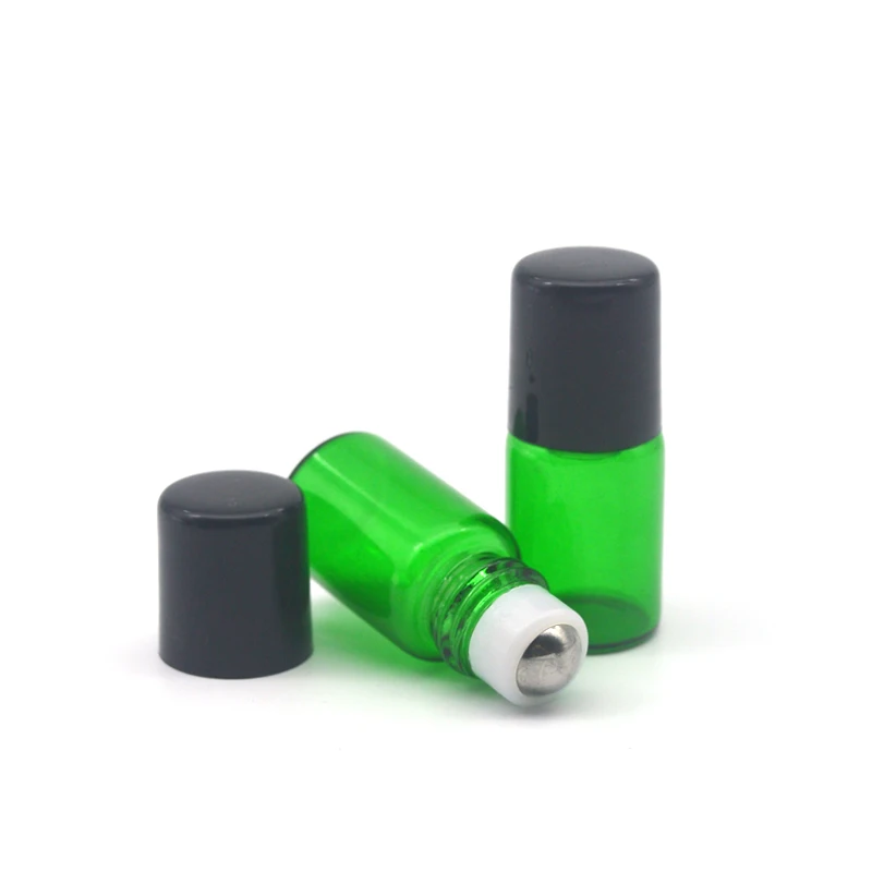 

1pcs Mini 2ml Green Roller Glass Bottle Refillable Essential Oil Perfume Sample Roll-on Bottle