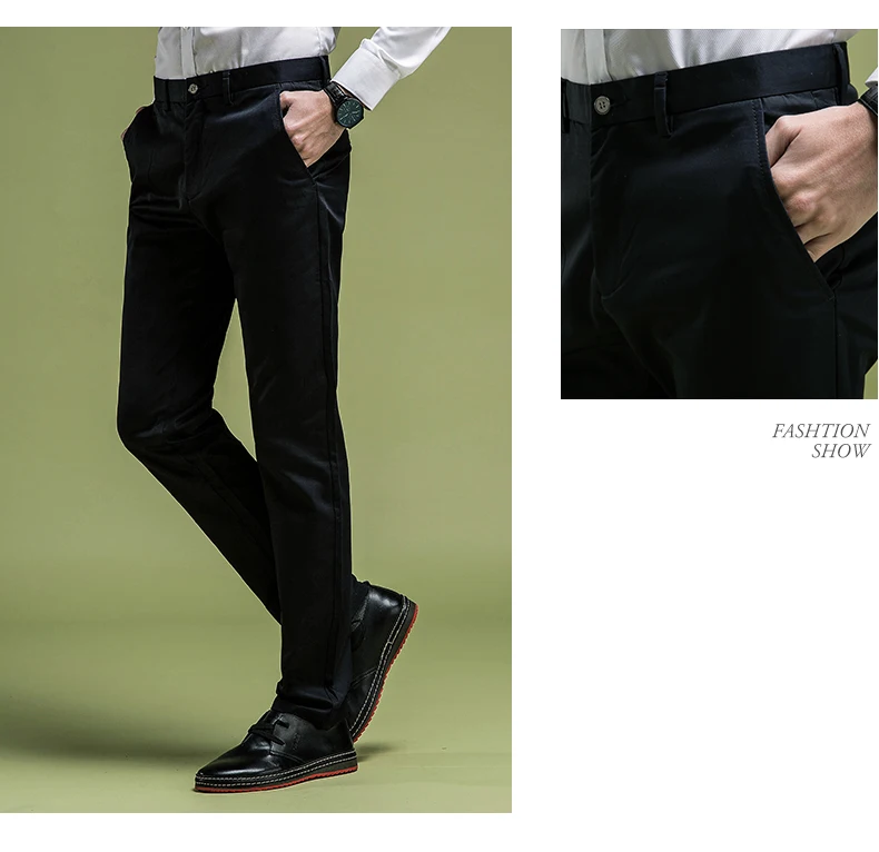 Для мужчин Повседневные штаны для мужчин Бизнес обтягивающие брюки прямые длинные брюки Большие Размеры 30-52 хаки, темно-синий черный