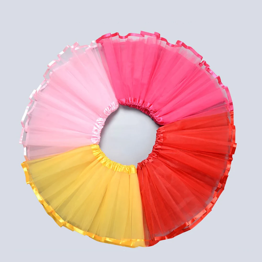 3 Layer Kids Girls Solid Color Mesh Ballet Dance Pettiskirt Party Tutu Skirt for girls princess