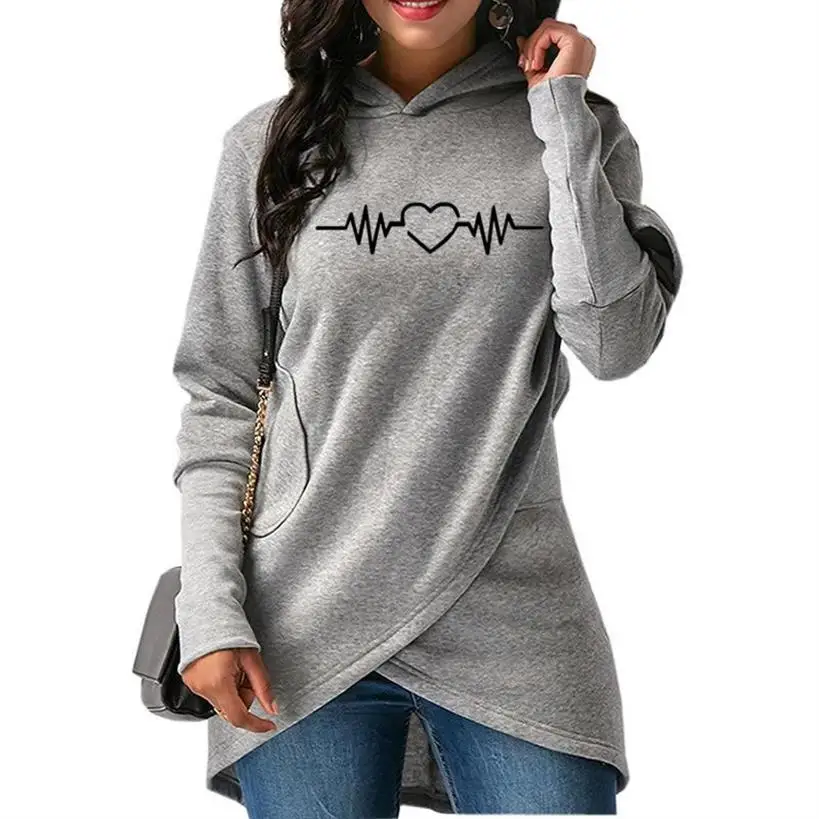 Split Love Letters Print Hoodies For Women Tops Sweatshirt Femmes Hoodies Women Kawaii Printing Hoody Youth Cotton Autumn Plus