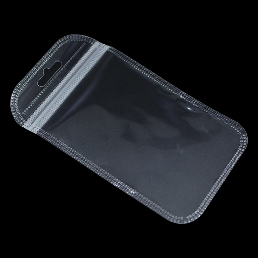 

200pcs/lot Crystal Clear Zip Lock Plastic Bag Pouches With Hang Hole Transparent Round Corner Plastic Bags For Grocery Package