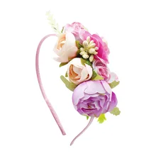 CN Diadema de flores hecha a mano para niña, diadema elegante artesanal para el cabello para niño, tocado, accesorios para el cabello, accesorios de fotografía de princesa