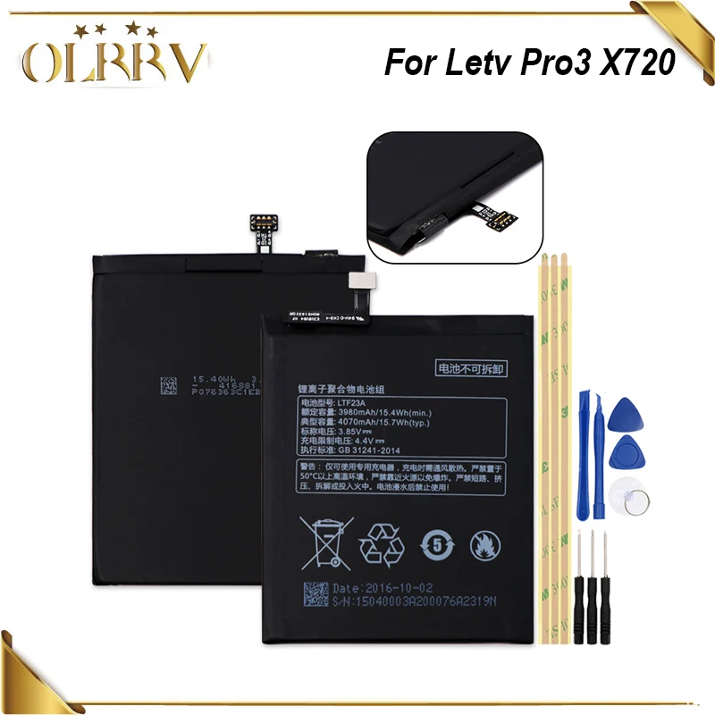 

OLRRV 4070mAh Battery for Letv Pro3 X720 X722 X728 High Quality mobile phone Battery For Letv LTF23A+Tools
