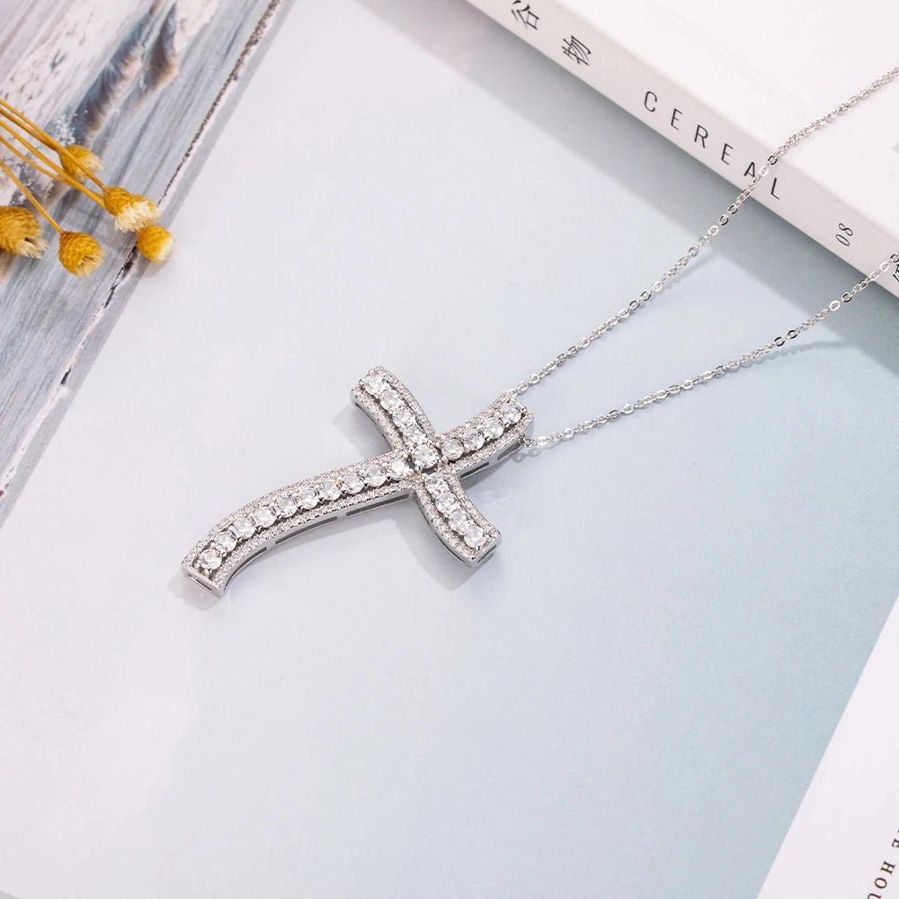 Новинка 925 серебряный Изысканный Библейский кулон в форме Креста с Иисусом ожерелье для женщин и мужчин Распятие Шарм Имитация платины алмаз ювелирные изделия N018