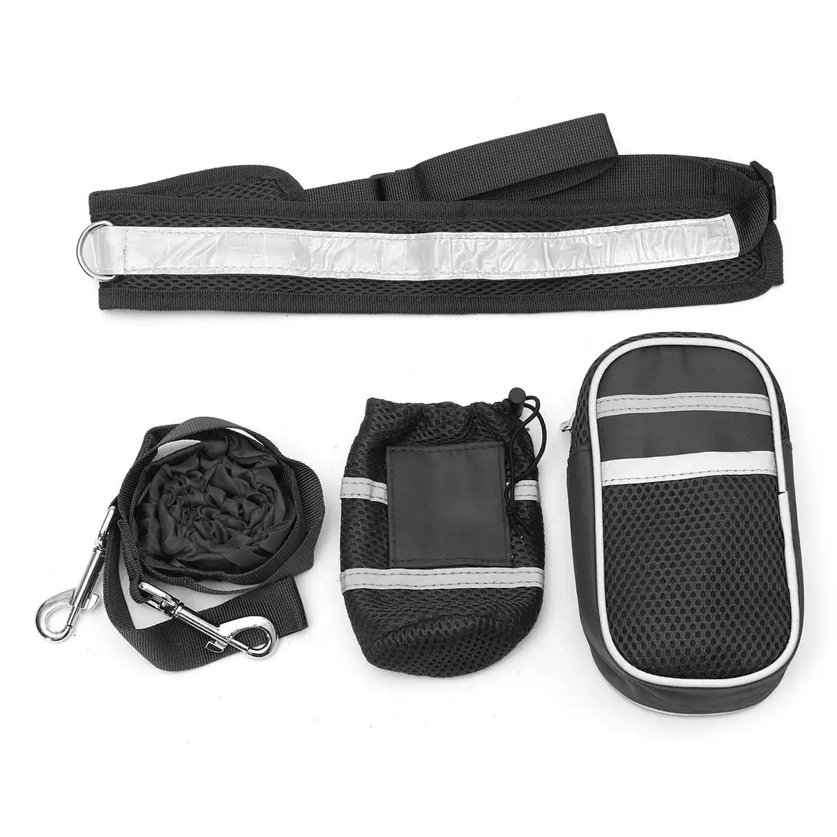 Черный Hands Free для домашних животных, собак, кошек, бега, бега, мягкий пояс, Светоотражающая полоса, эластичный поводок, идеальная ходьба, тренировочный поводок для собак, набор - Цвет: Черный