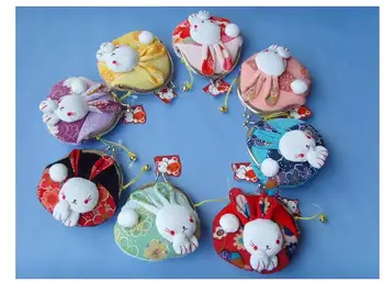 

50pcs/lot! Japanese Lucky cat coin purse Japanese kimono fabric coin purse