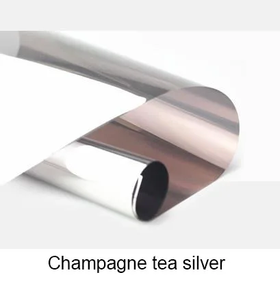 

Champagne Tea Silver Waterproof Window Film One Way Mirror Silver Insulation Stickers UV Rejection Privacy Window Tint Films