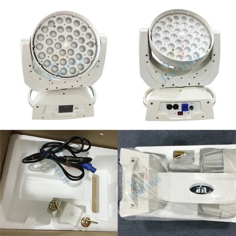 (4 шт./лот) продвижение продаж белый корпус 36*18 Вт Led RGBWA + UV 6 в 1 зум движущаяся
